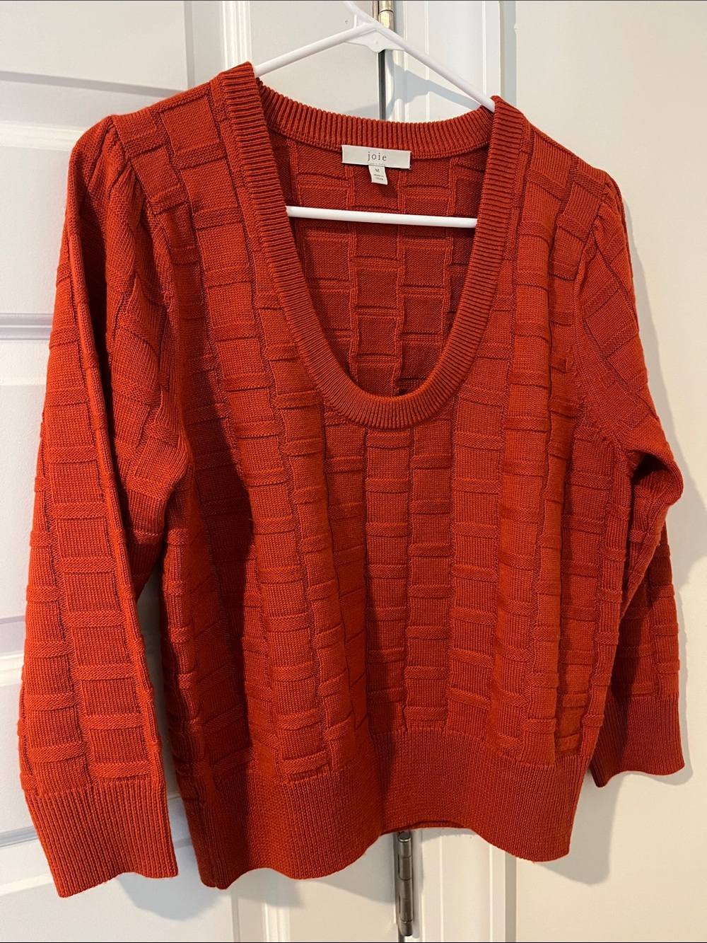 Joie Women's Rust Orange Scoop Neck Wool Blend Sweater